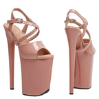 23cm Patent Platform Sandals - Open Toe Dance Heels