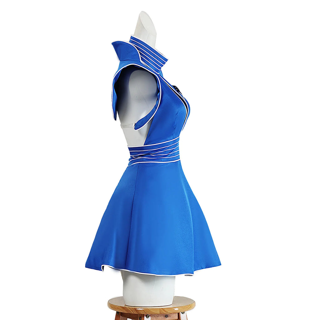 Retro Flight Attendant Costume | Blue Dress & Hat