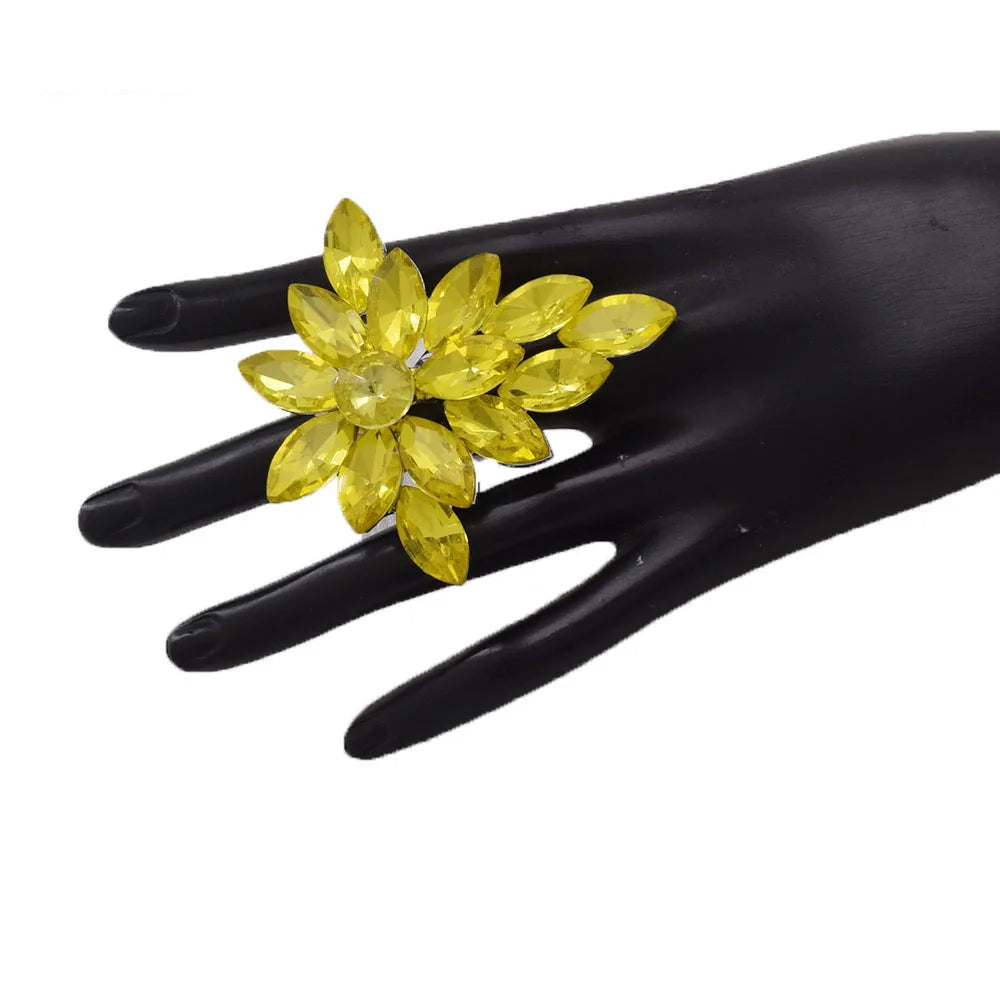 Gemstone Flower Cocktail Ring | Adjustable | 6.5cm