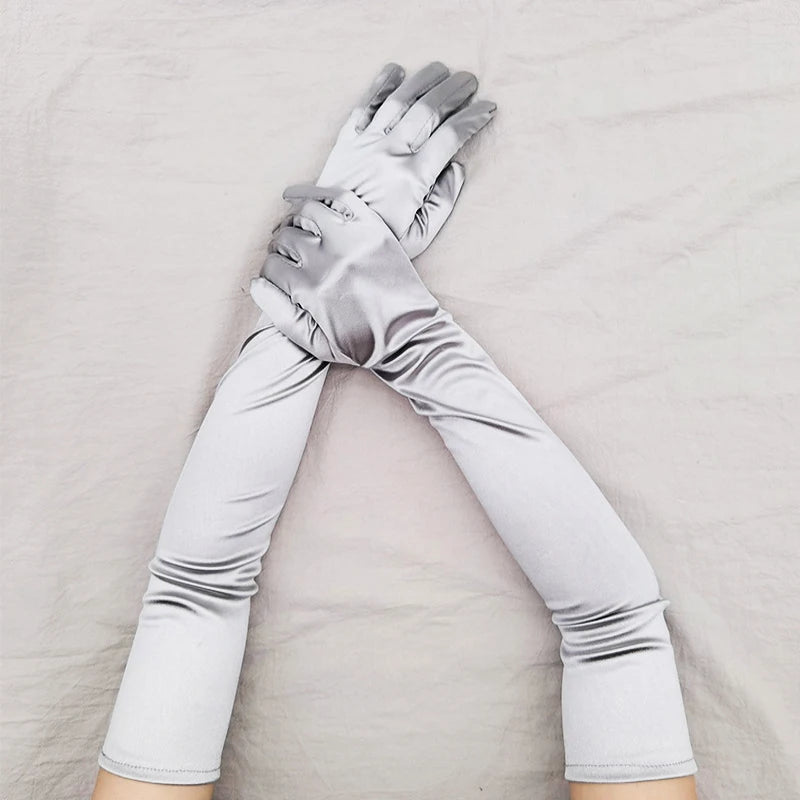 Elbow-Length Satin Gloves | Stagewear