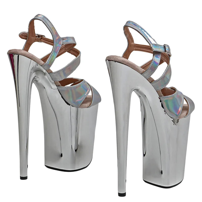 9-Inch Holographic Platform Sandals - Exotic Dance Heels