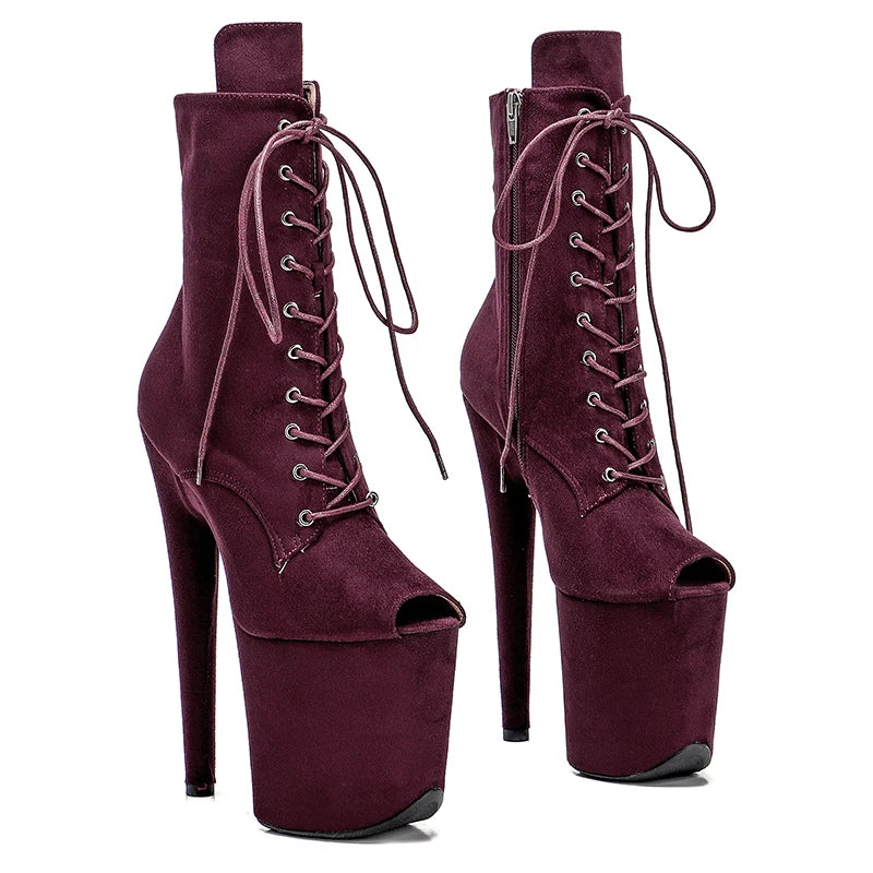 8-Inch Suede Open-Toe Platform Boots