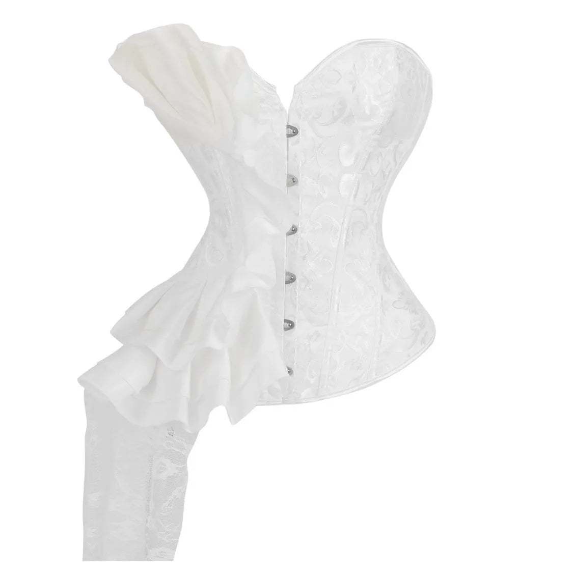 Gothic Jacquard Overbust Corset | Sweetheart | Ruffle & Lace