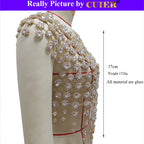 Rhinestone Pearl Embellished Body Top | Stage Jewelry Top