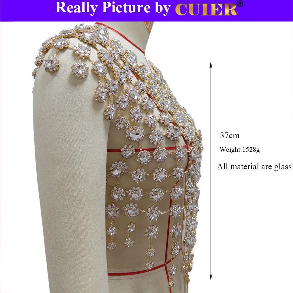 Rhinestone Pearl Embellished Body Top | Stage Jewelry Top