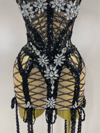 Sequin Diamond Tassel Mini Dress | Black | XS–XL