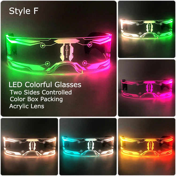 LED Acrylic Visor Glasses | 12-Mode Light-Up Rave Eyewear