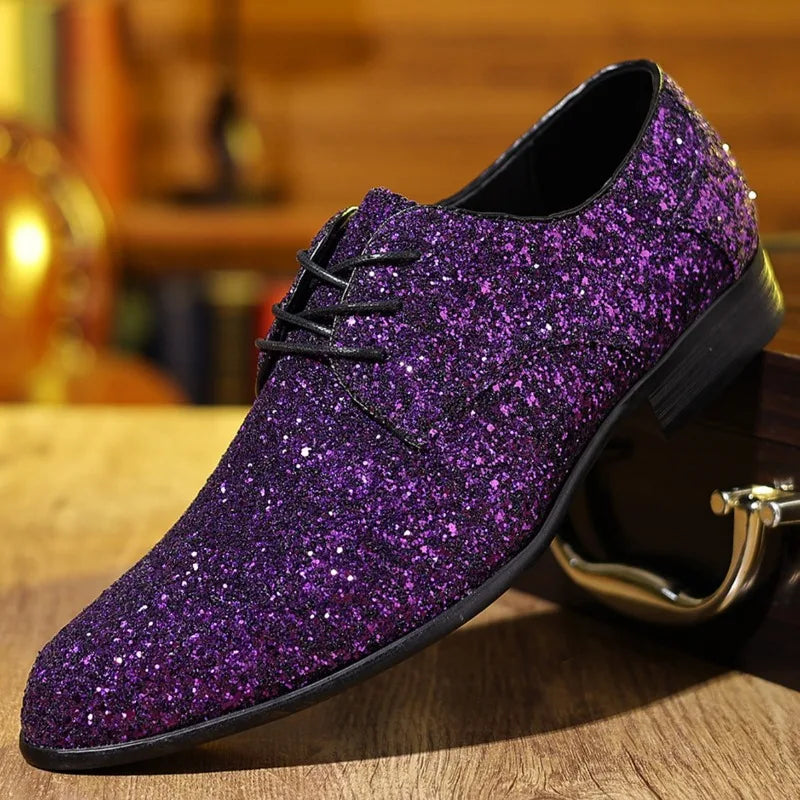 Men’s Glitter Oxfords | Pointed Toe