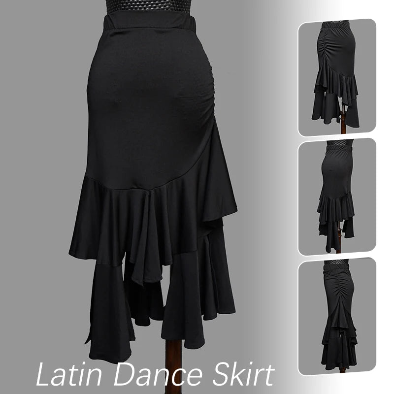 Latin Dance Ruffle Skirt | High-Low Hem | Salsa & Competition
