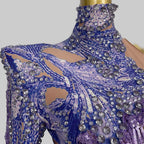 Purple Sequin Fringe Bodysuit - Sparkly Tassel Performance Leotard for Stage & Dance