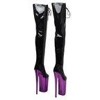 26cm Platform Thigh-High Boots - Patent Electroplate Dance Boots