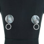 Laser-Cut Faux Leather Nipple Covers - Rhinestone Pendant Pasties for Performers