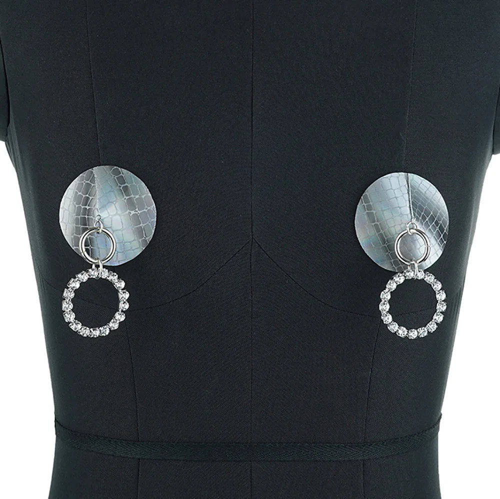 Laser Holographic Nipple Covers | Rhinestone Pendant Pasties
