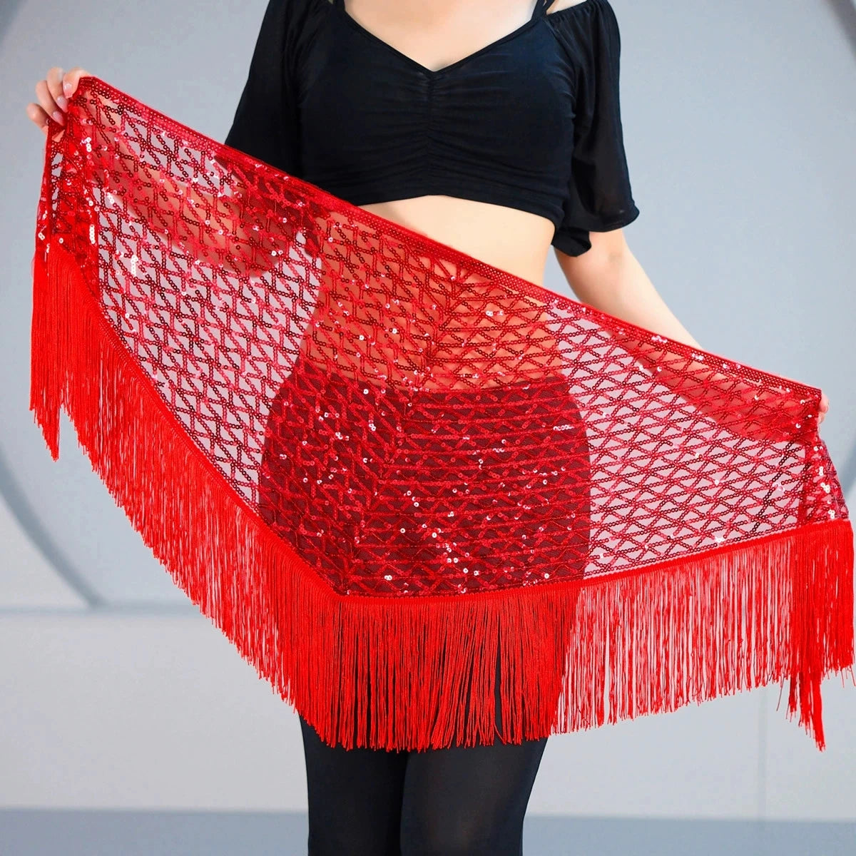 Sequin Triangle Hip Scarf | Fringe Belt | 8 Colors