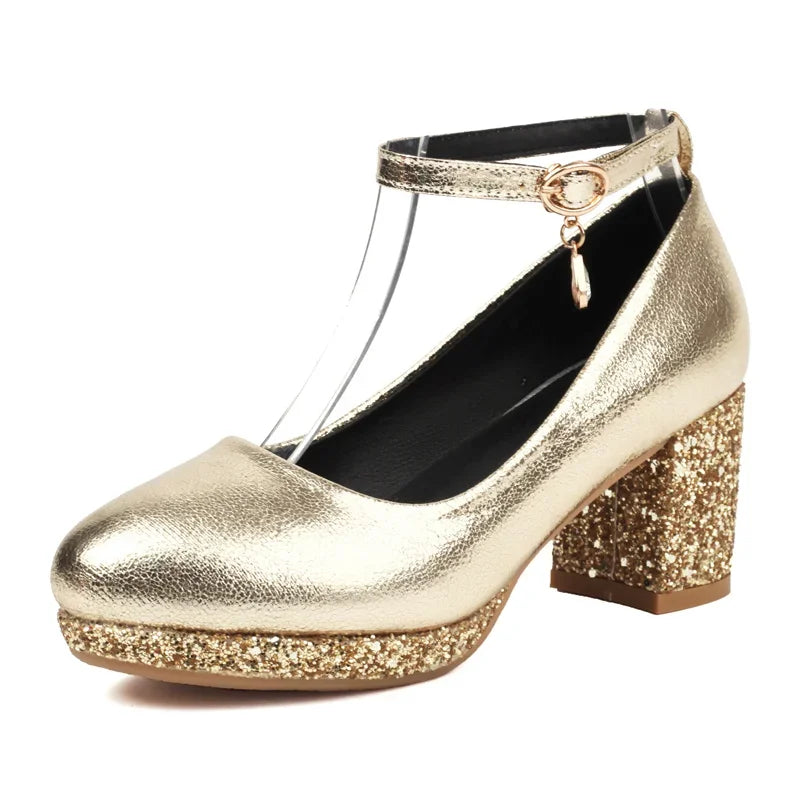 Ankle-Strap Pumps | Metallic Sparkle | 6cm