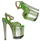 20cm Glitter Platform Sandals - Open Toe Clear Platform Dance Heels