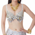 Sequin Coin Fringe Belly Dance Bra | Push-Up Underwire | One Size