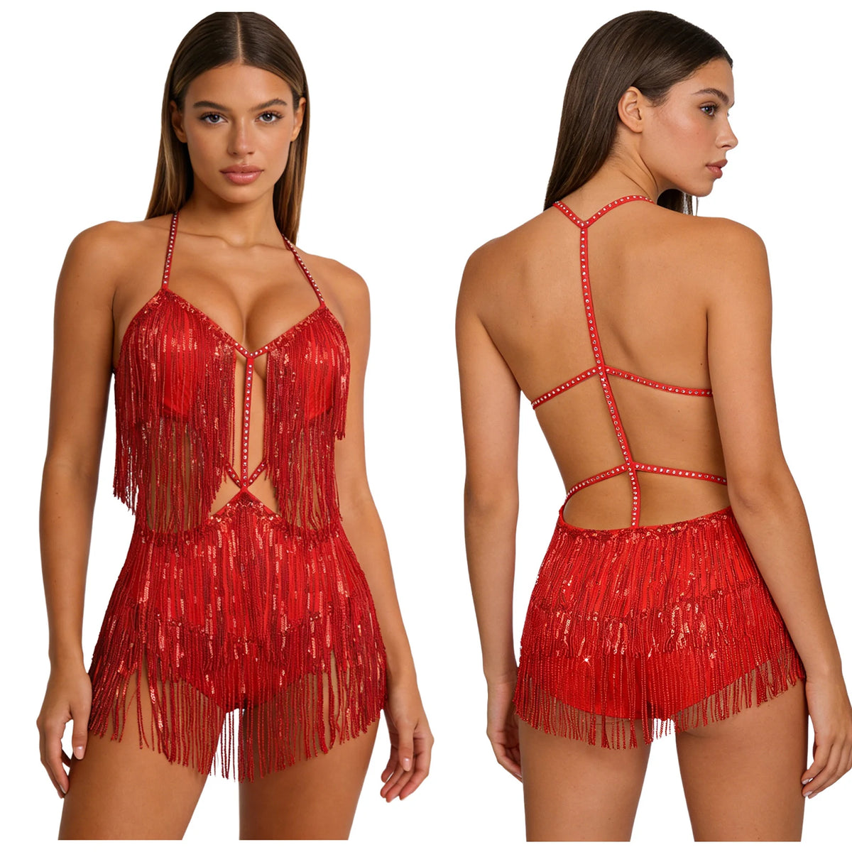 Starlight Tassel Sequin Latin Dance Bodysuit
