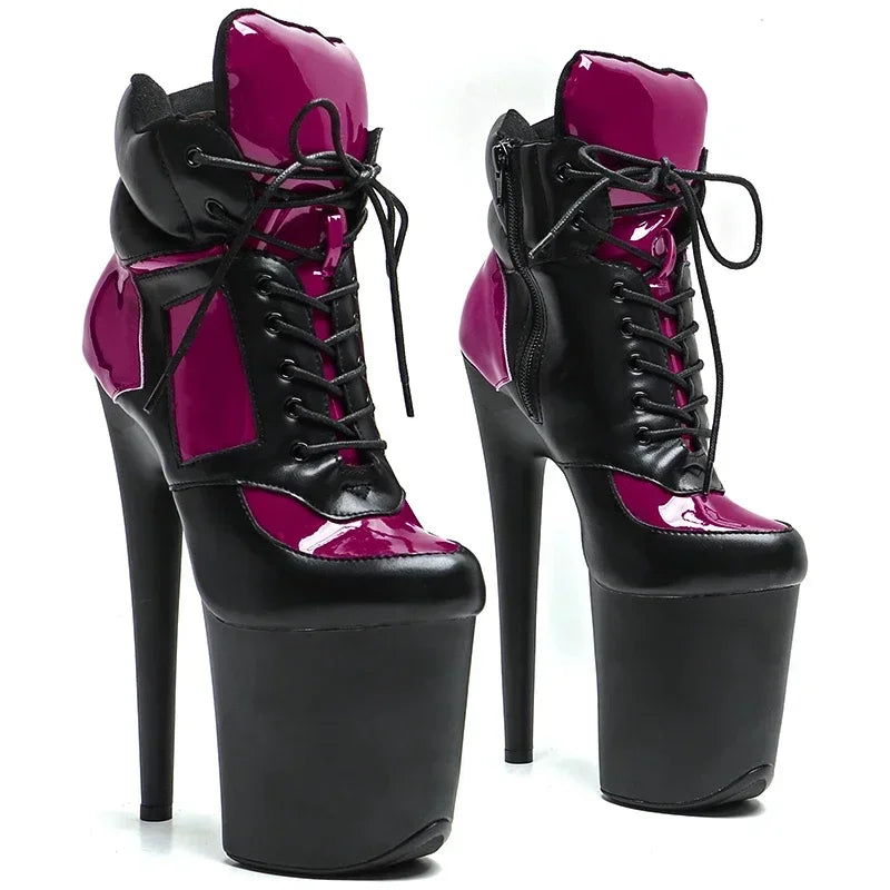 8-Inch Patent Ankle Boots - Lace-Up Dance Boots
