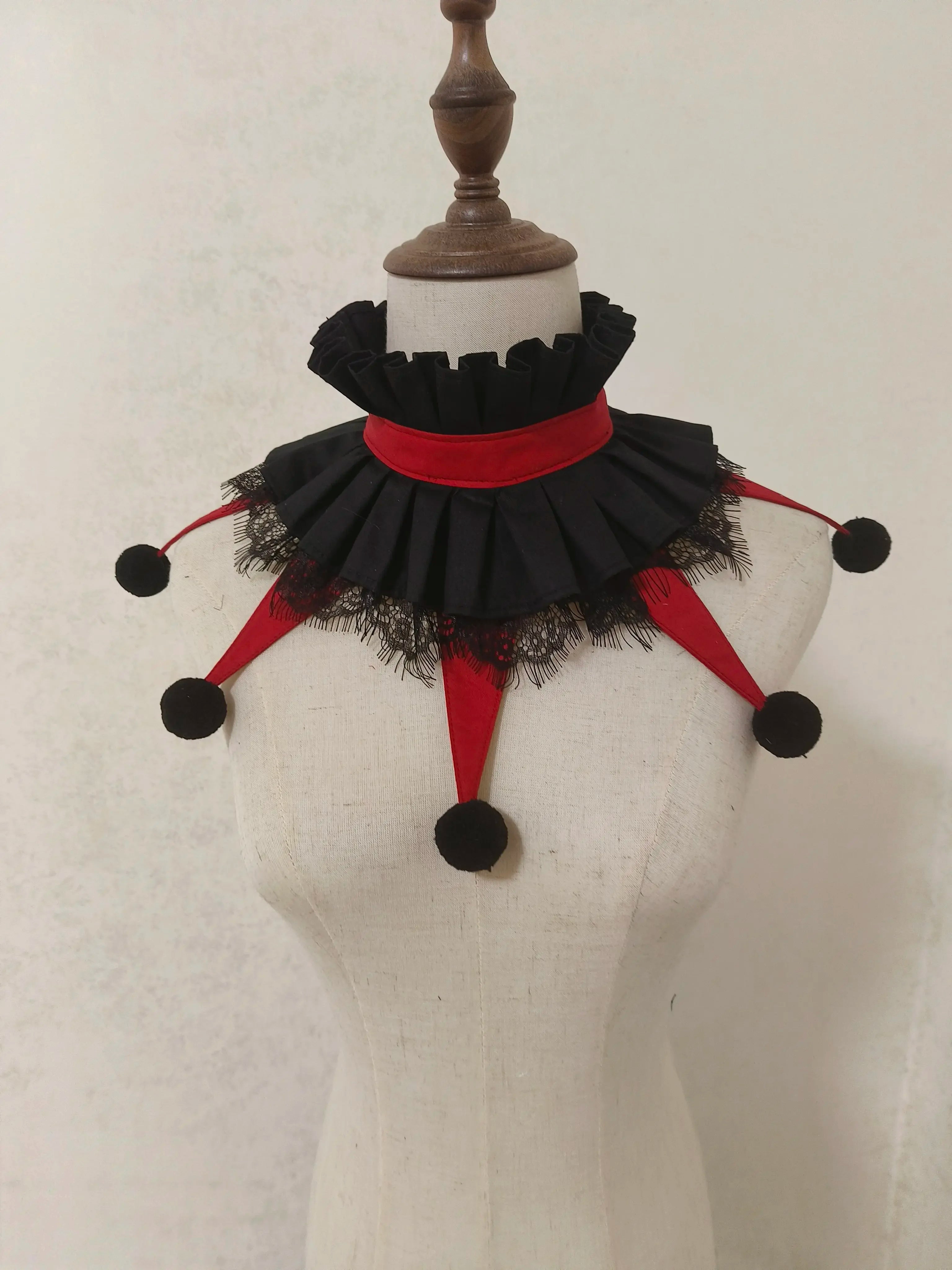 Jester Clown Ruff Collar | Pom-Pom & Star Tips | 12 Colors
