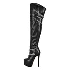 Platform OTK Stiletto Boots | Chain Detail | Black, White & Rose