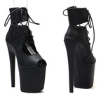 Snake Print Open-Toe Platform Boot – 8 Inch Heel
