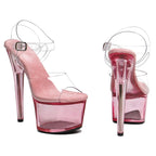 17CM Clear Platform Pole Dance Heels - Transparent Exotic Dancer Sandals