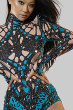 Rhinestone Mesh Bodysuit - Sparkly Crystal Leotard for Showgirls & Dancers