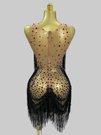 Sparkly Rhinestone Sequin Tassel Dress & Jacket — 2‑Piece Performance Set