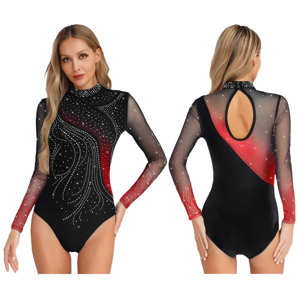 Prism Rhinestone Long-Sleeve Performance Leotard