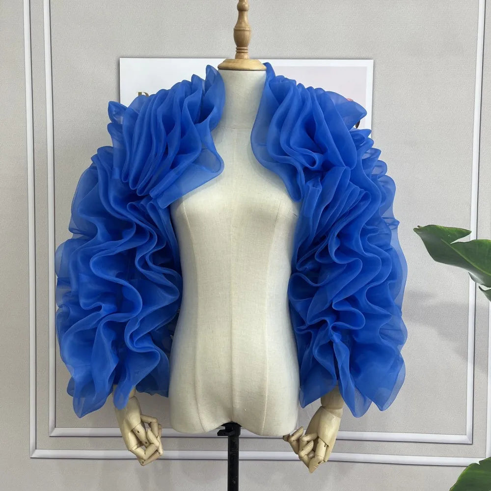 Ruffled Organza Bolero | Puff Sleeve Jacket | Pageant & Formal
