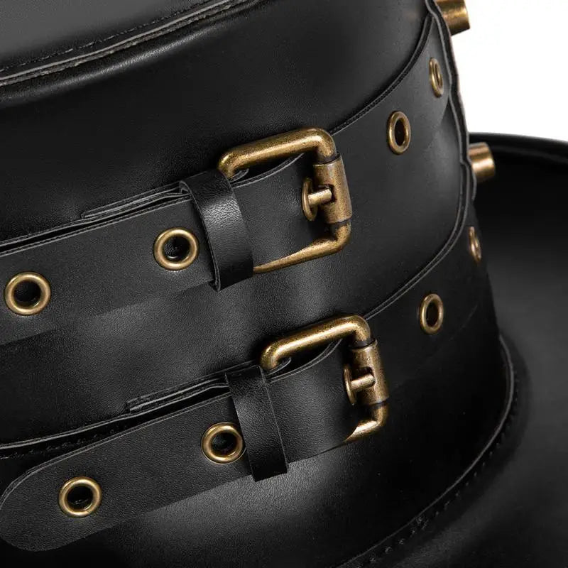 Steampunk Top Hat | Faux Leather | Deer Emblem
