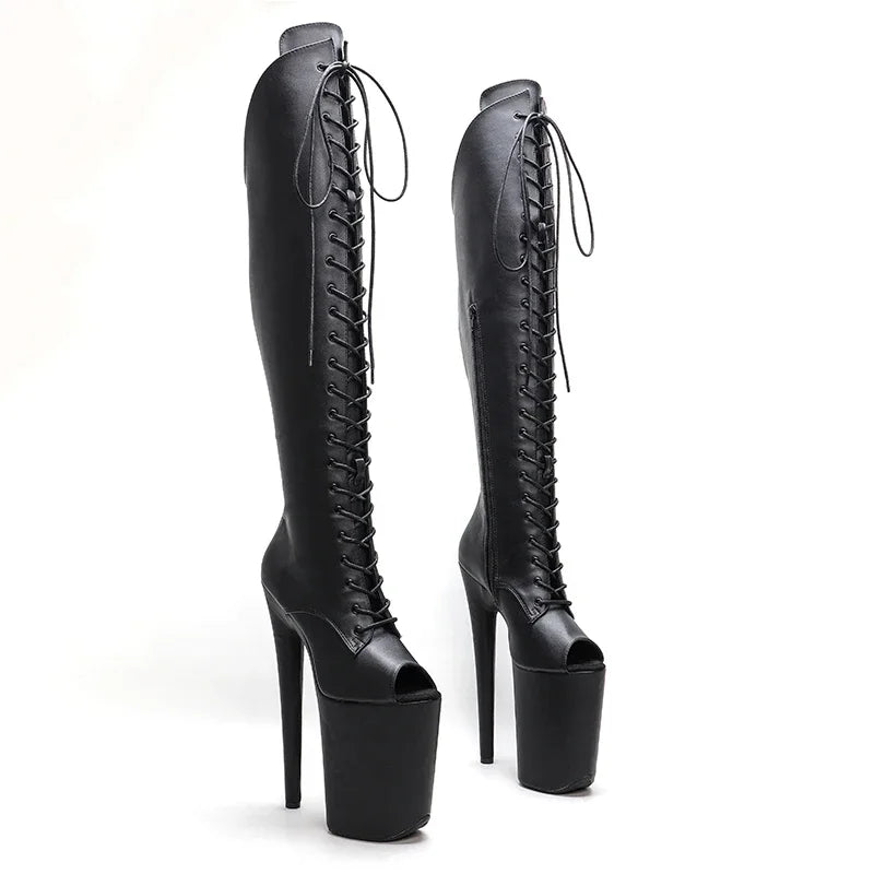 Thigh-High Platform Boots - 23cm Pole Dance Heels