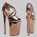 23CM Shiny Snake Print Platform Sandals - 9 Inch High Heel Pole Dance Shoes