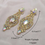 Rhinestone Drop Earrings | Crystal Statement | Clip-On