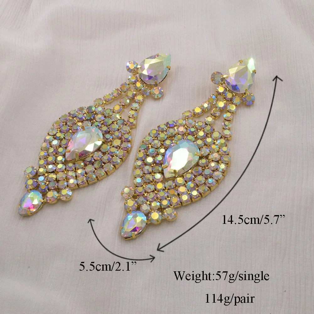 Rhinestone Drop Earrings | Crystal Statement | Clip-On