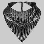 Edgy Metal Punk Bandana Neck Scarf - Chainmail Style Festival & Nightlife Accessory