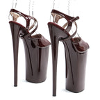10-Inch Patent Open-Toe Platform Sandals - Extreme High Heel Performance Shoes