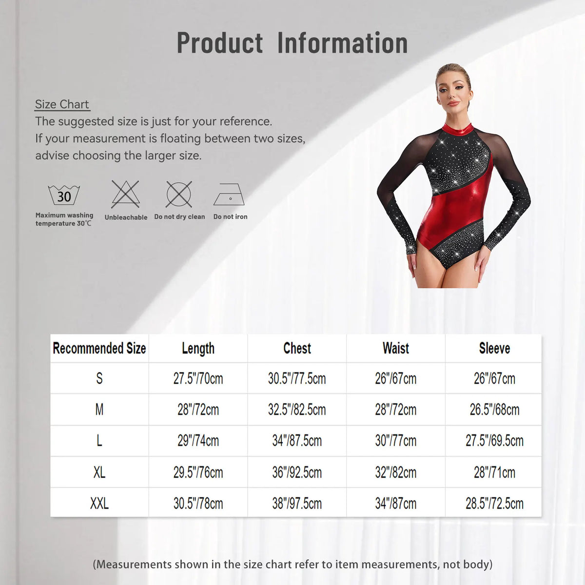 Metallic Rhinestone Leotard | Mesh Panel | Long Sleeve