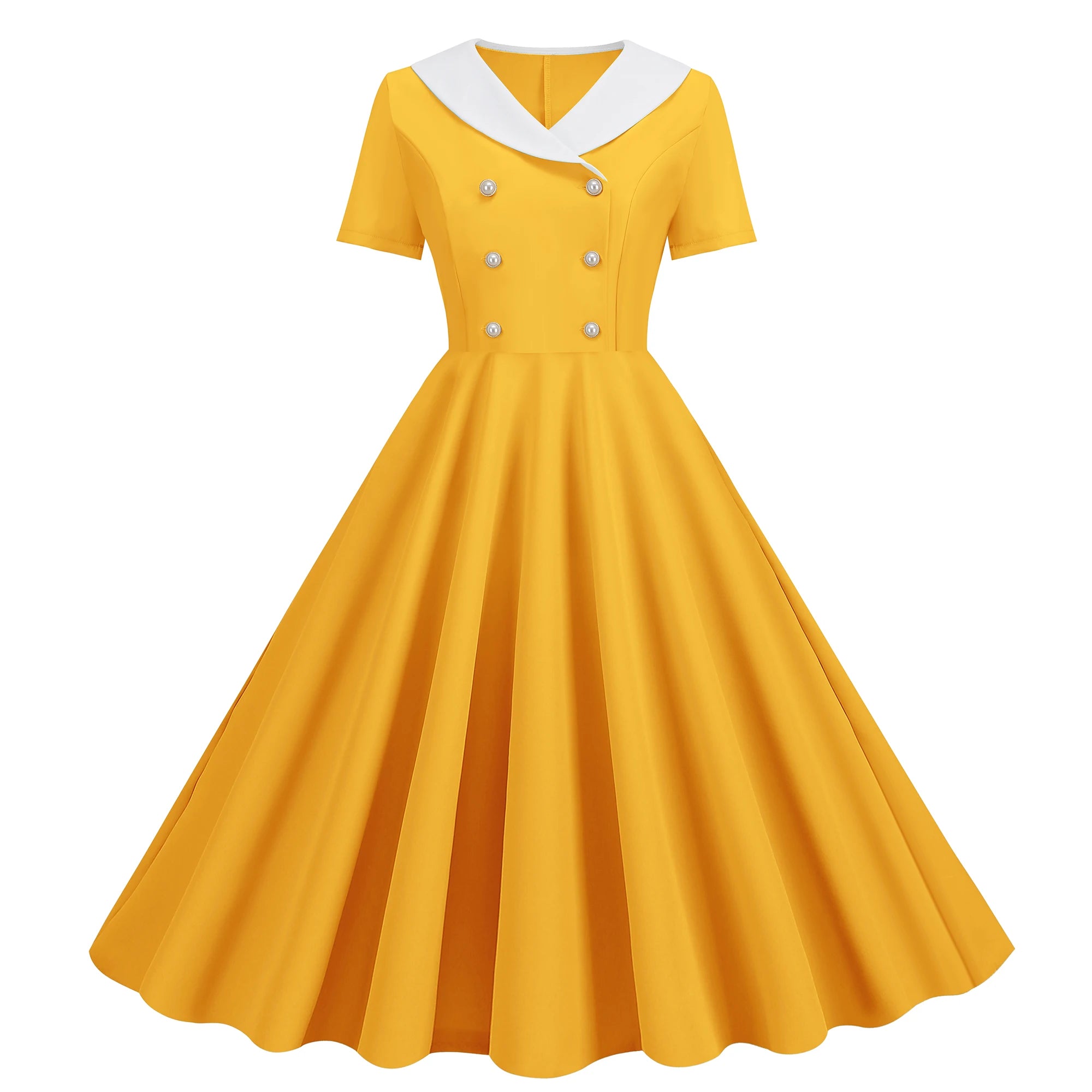 Vintage 50s A-Line Dress | Peter Pan Collar | Short Sleeve