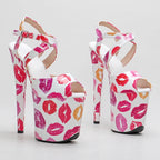 Red Lips Print 8-Inch Platform Pole Dance Sandals