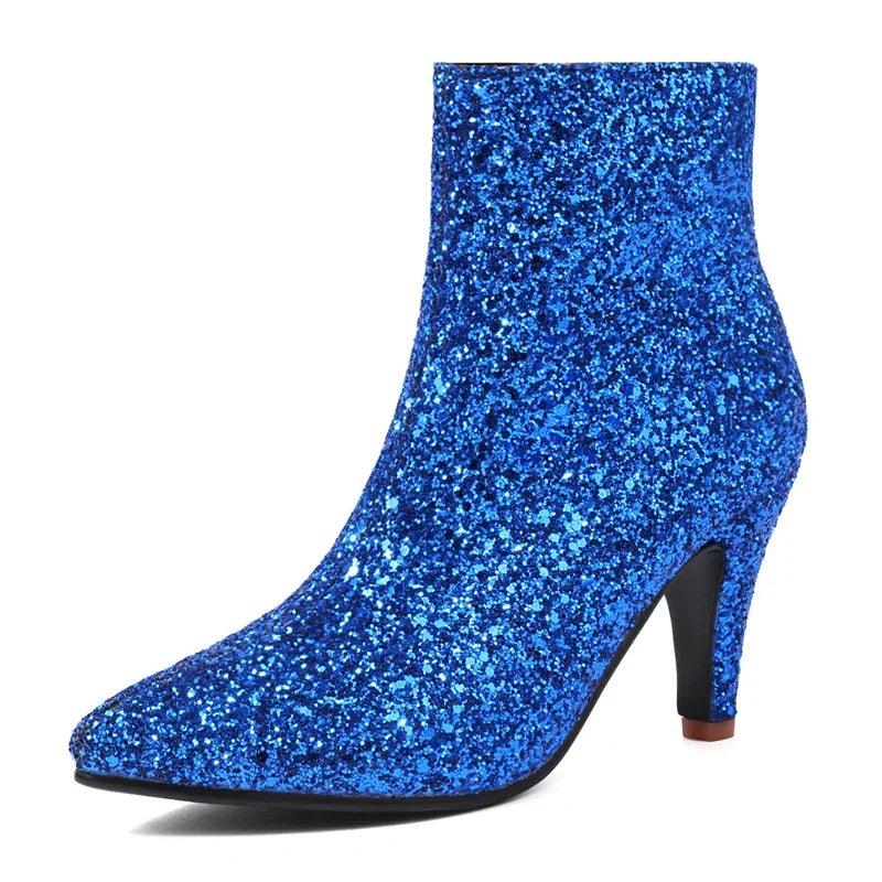 Sequin Ankle Boots | Pointed Toe | 8.5cm