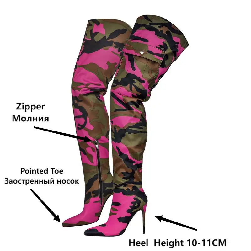 Camo Over-the-Knee Boots | 10–11 cm Heel