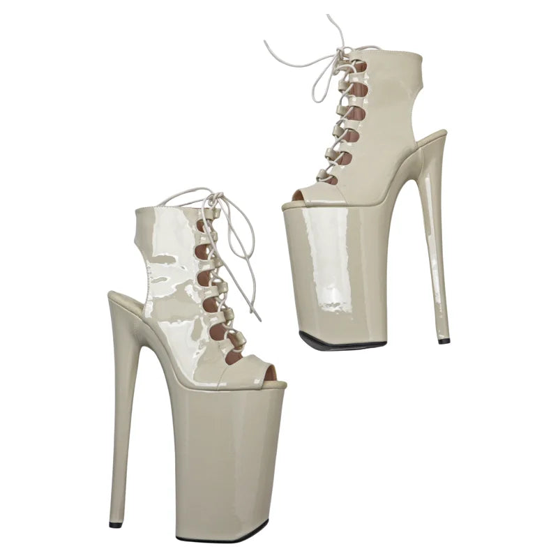 10-Inch Platform Boots with Lace-Up Front - Ankle Boots