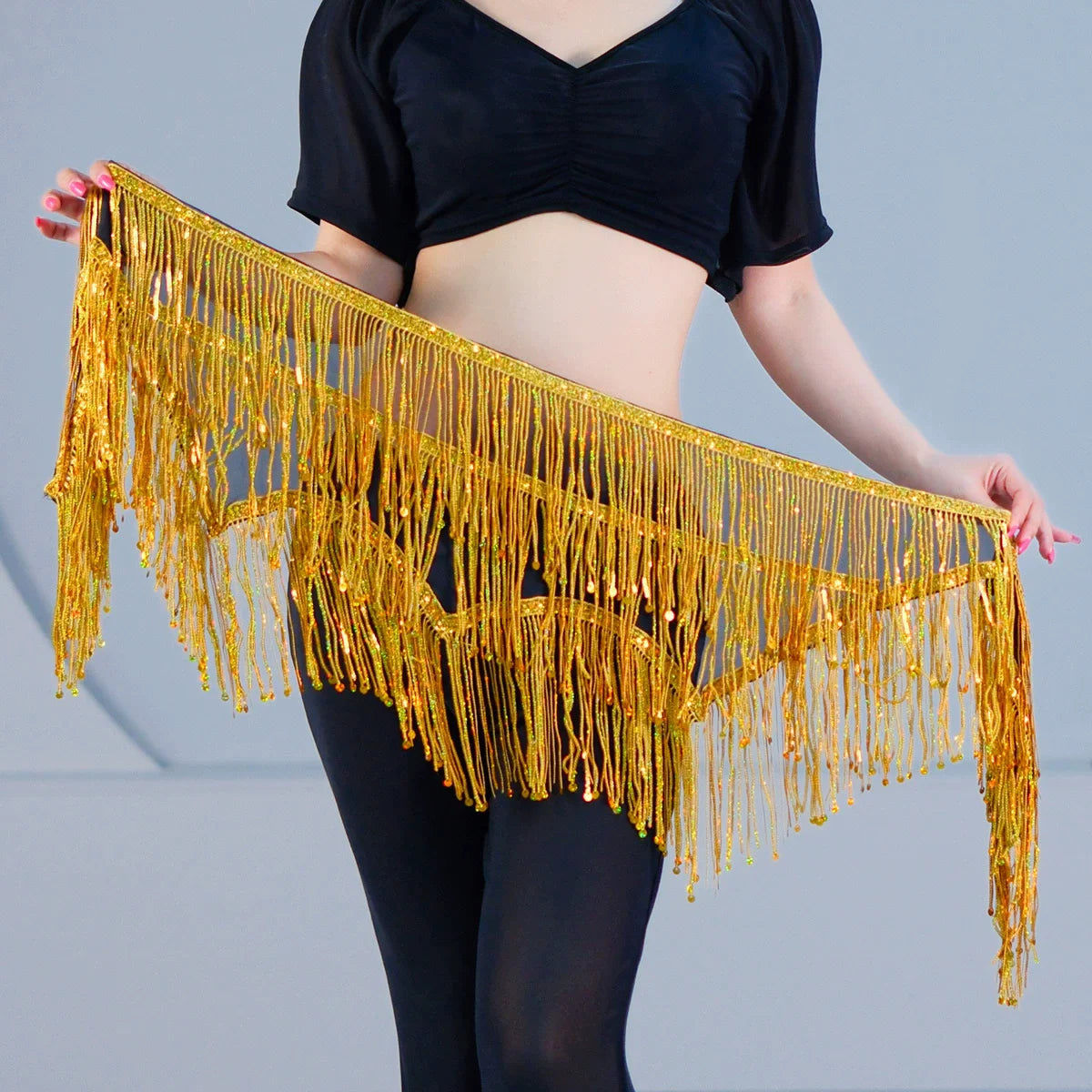Fringe Shimmy Hip Scarf | Sequin Tassel Belt | Belly Dance