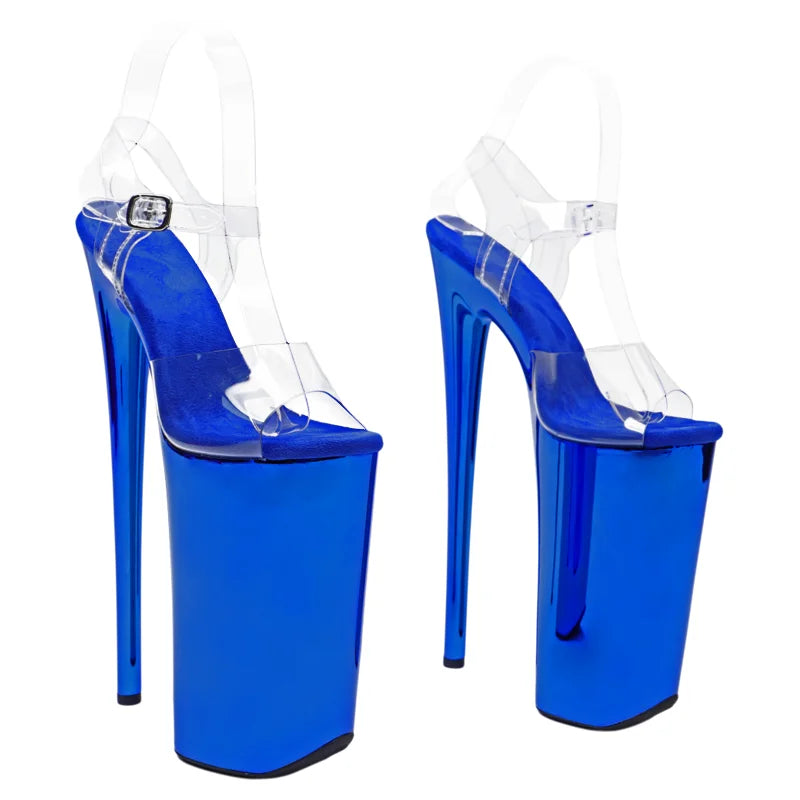 10-Inch Electroplated Platform Heels - Open Toe Exotic Dance Sandals