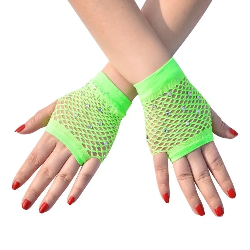 Rhinestone Fishnet Gloves | Fingerless