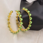Rhinestone Hoop Earrings | Crystal Glass | Jumbo 8CM
