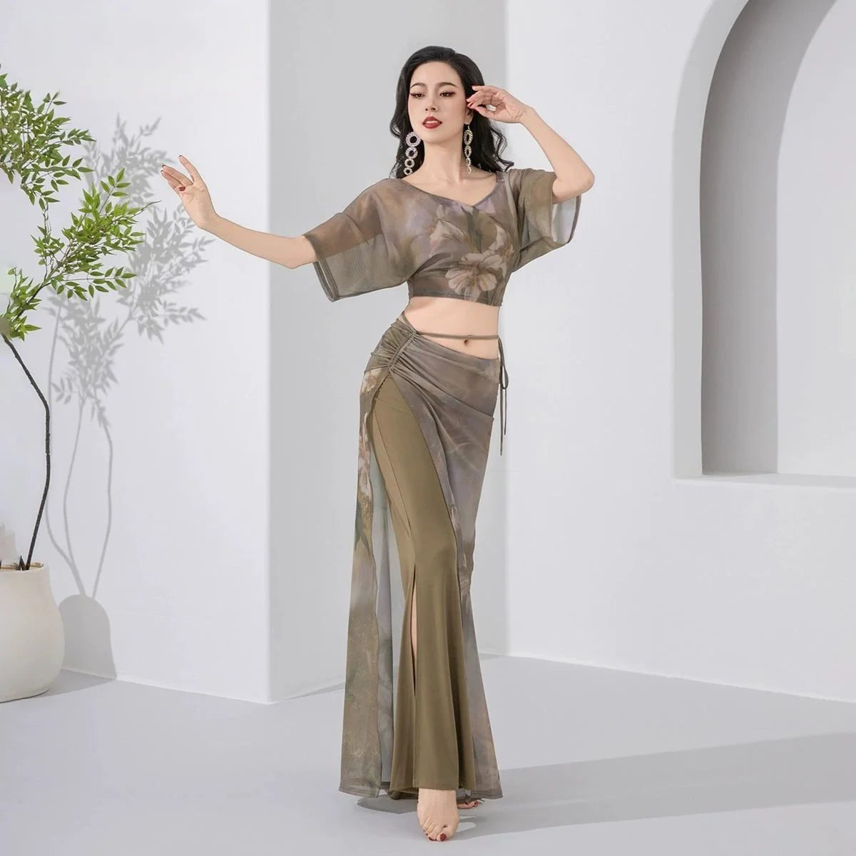 Belly Dance Practice Set | Batwing Top & Flare Pants