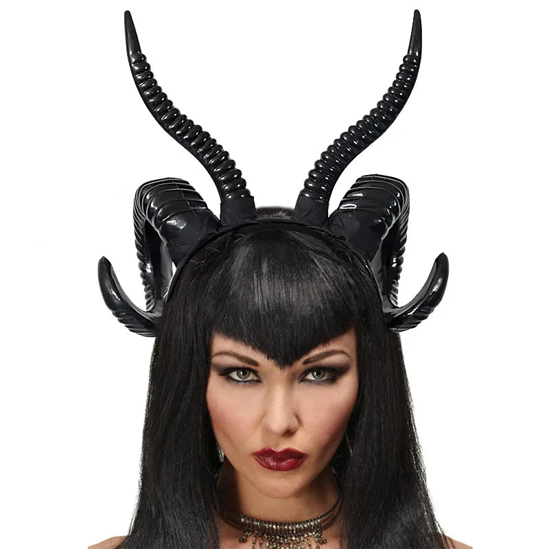 Demon Horn Headband | Twisted Ram Horns | Dark Gothic